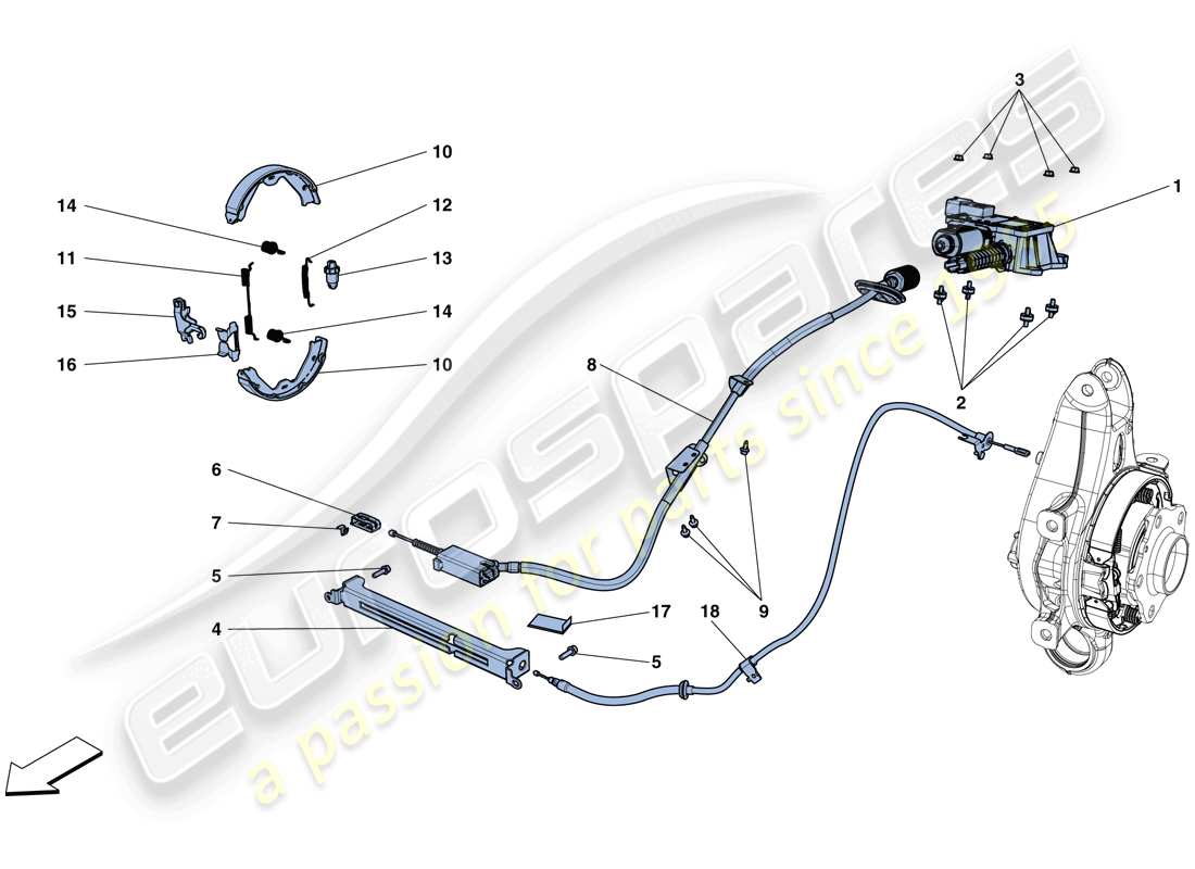 ferrari california t (usa) parking brake part diagram