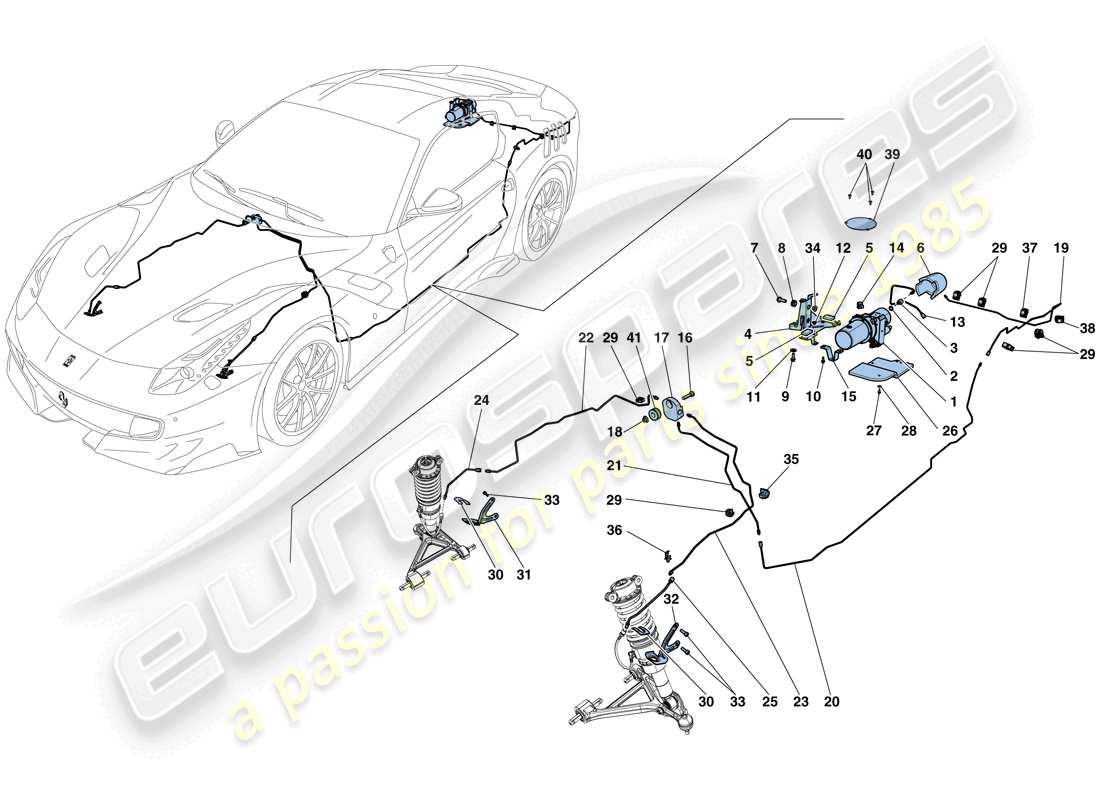 ferrari f12 tdf (rhd) vehicle lift system part diagram