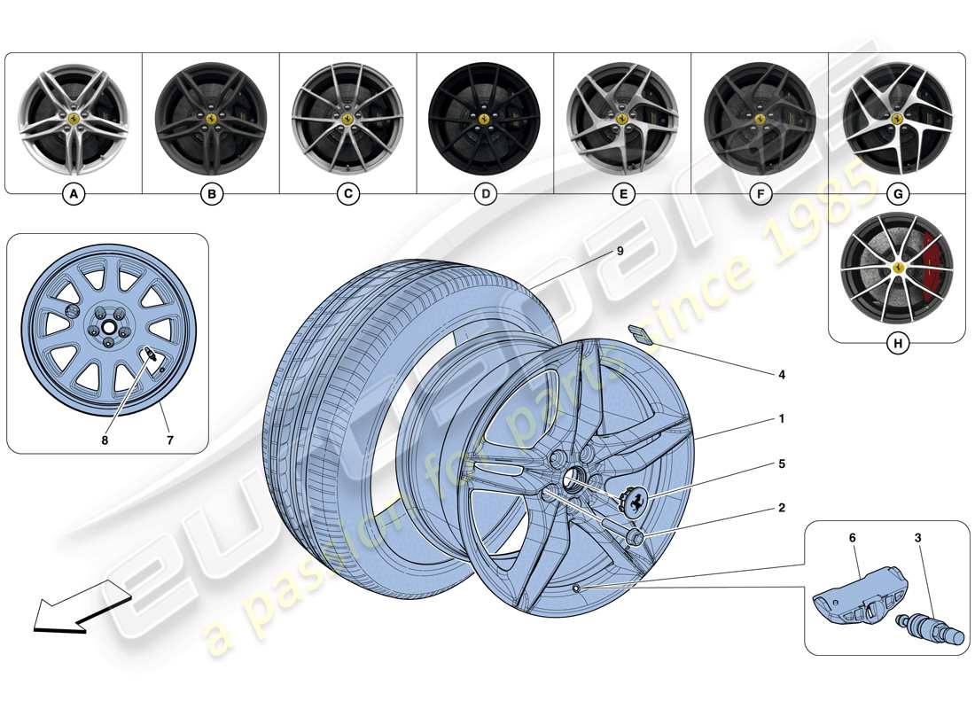 ferrari 812 superfast (usa) wheels part diagram