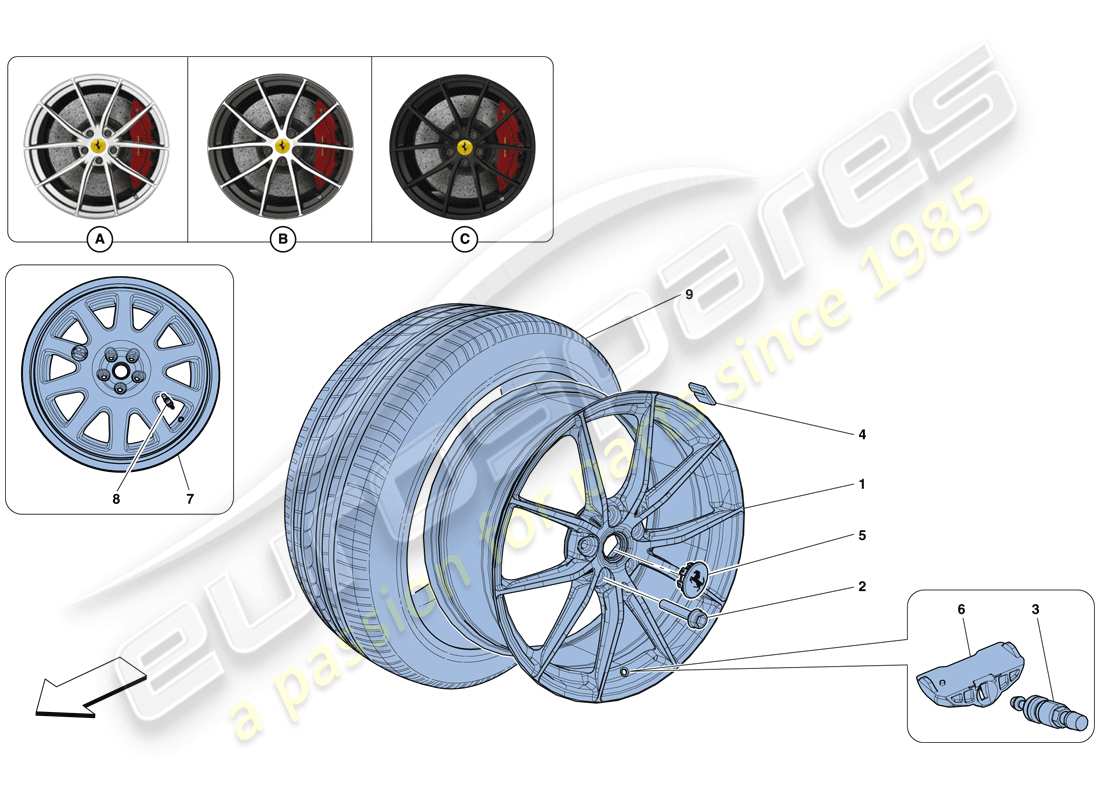 ferrari f12 tdf (rhd) wheels part diagram