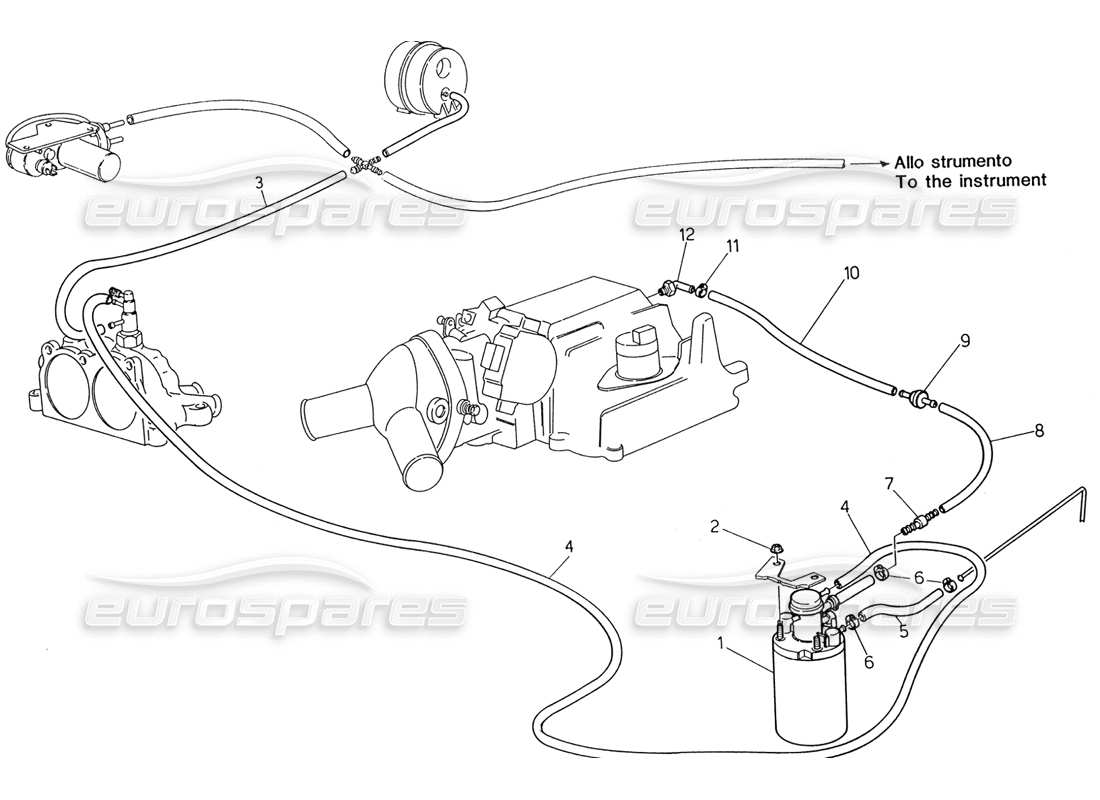 maserati 222 / 222e biturbo evaporation system part diagram