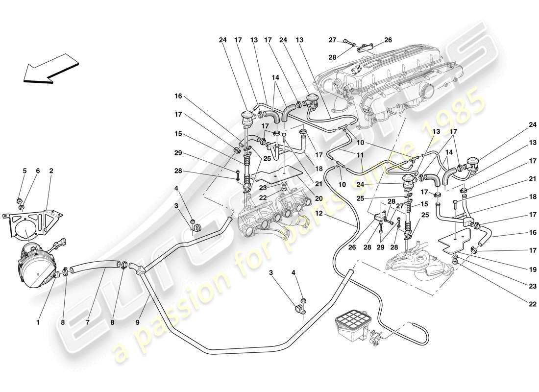 ferrari 612 scaglietti (rhd) secondary air system part diagram