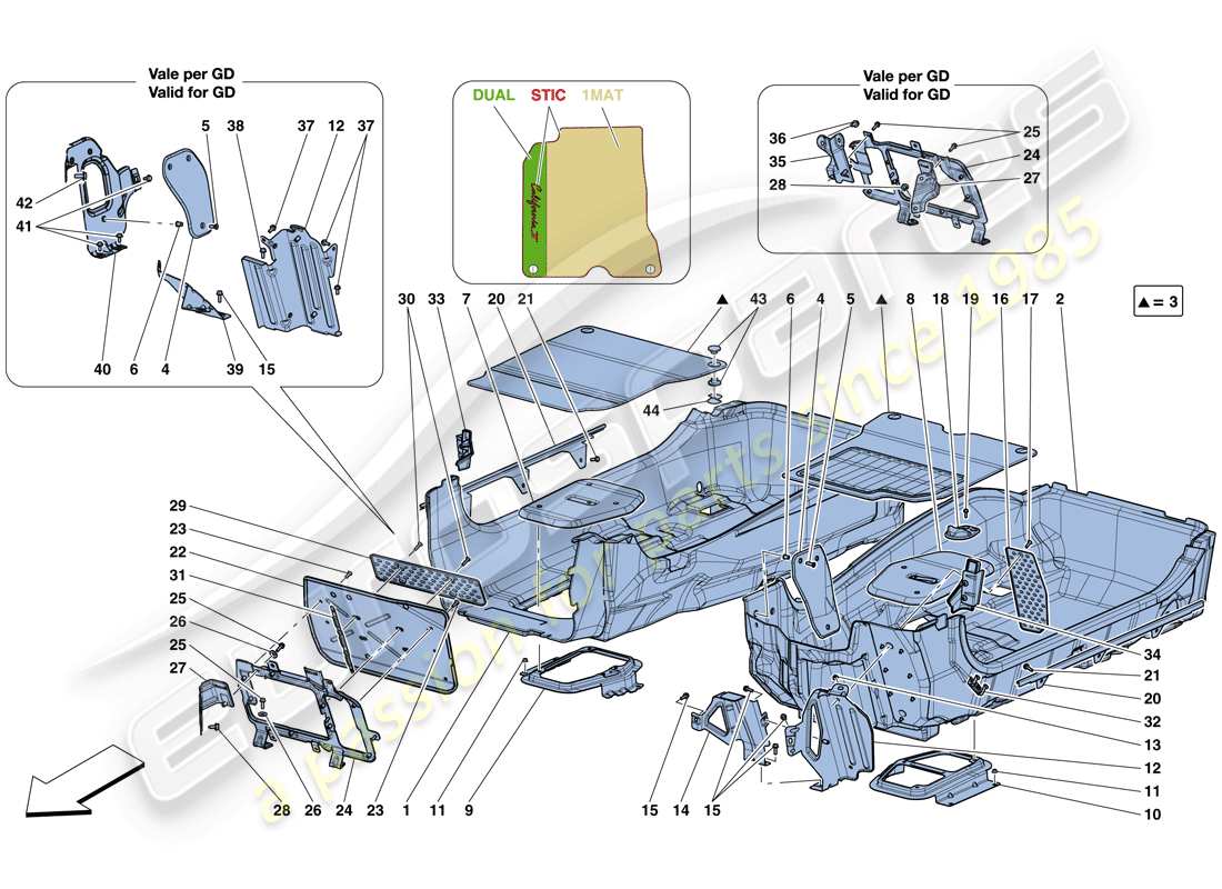 ferrari california t (usa) passenger compartment mats part diagram