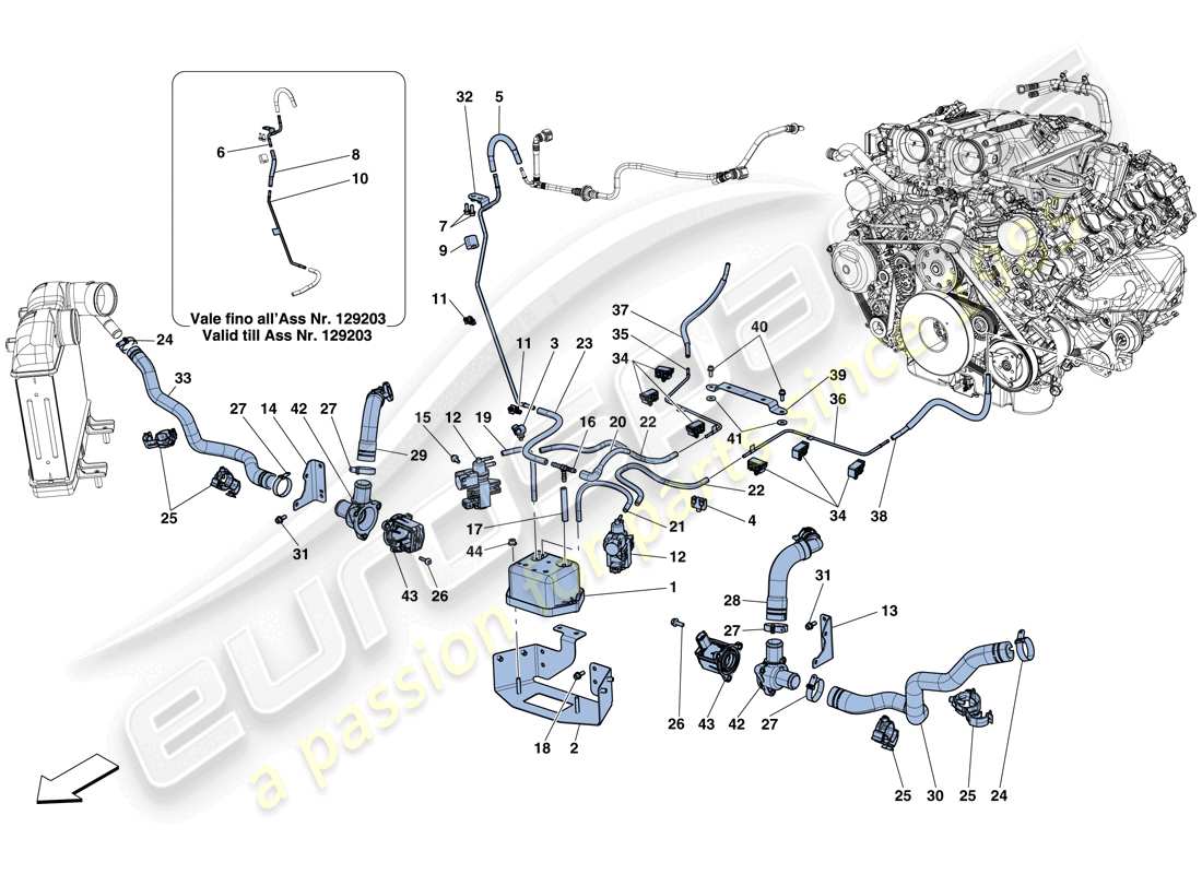 ferrari california t (rhd) turbocharging system adjustments part diagram