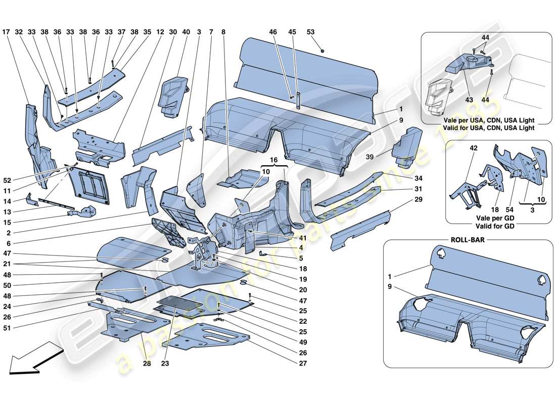 ferrari 458 speciale (europe) passenger compartment mats part diagram