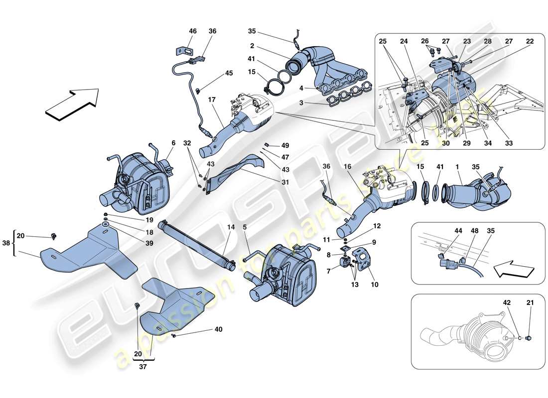 ferrari 458 speciale (europe) exhaust system part diagram