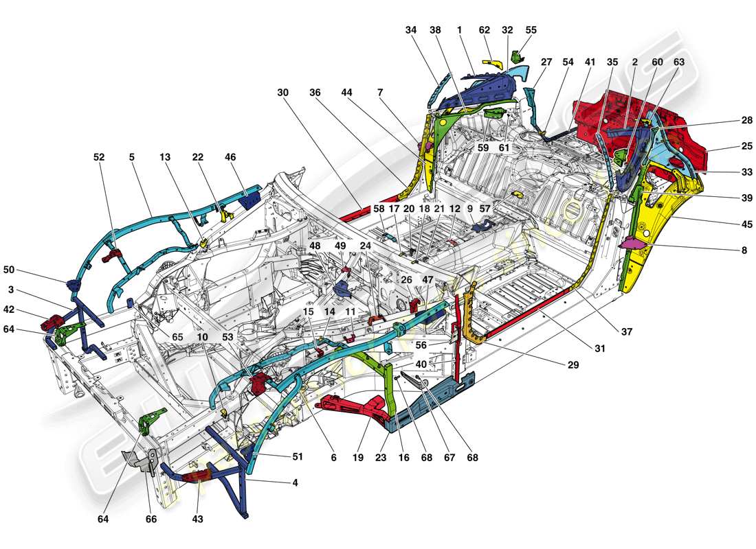 ferrari 812 superfast (rhd) chassis completion part diagram