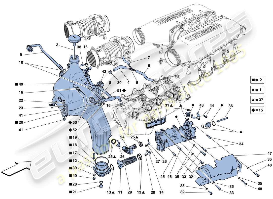 ferrari 458 speciale (rhd) lubrication system: tank, pump and filter part diagram