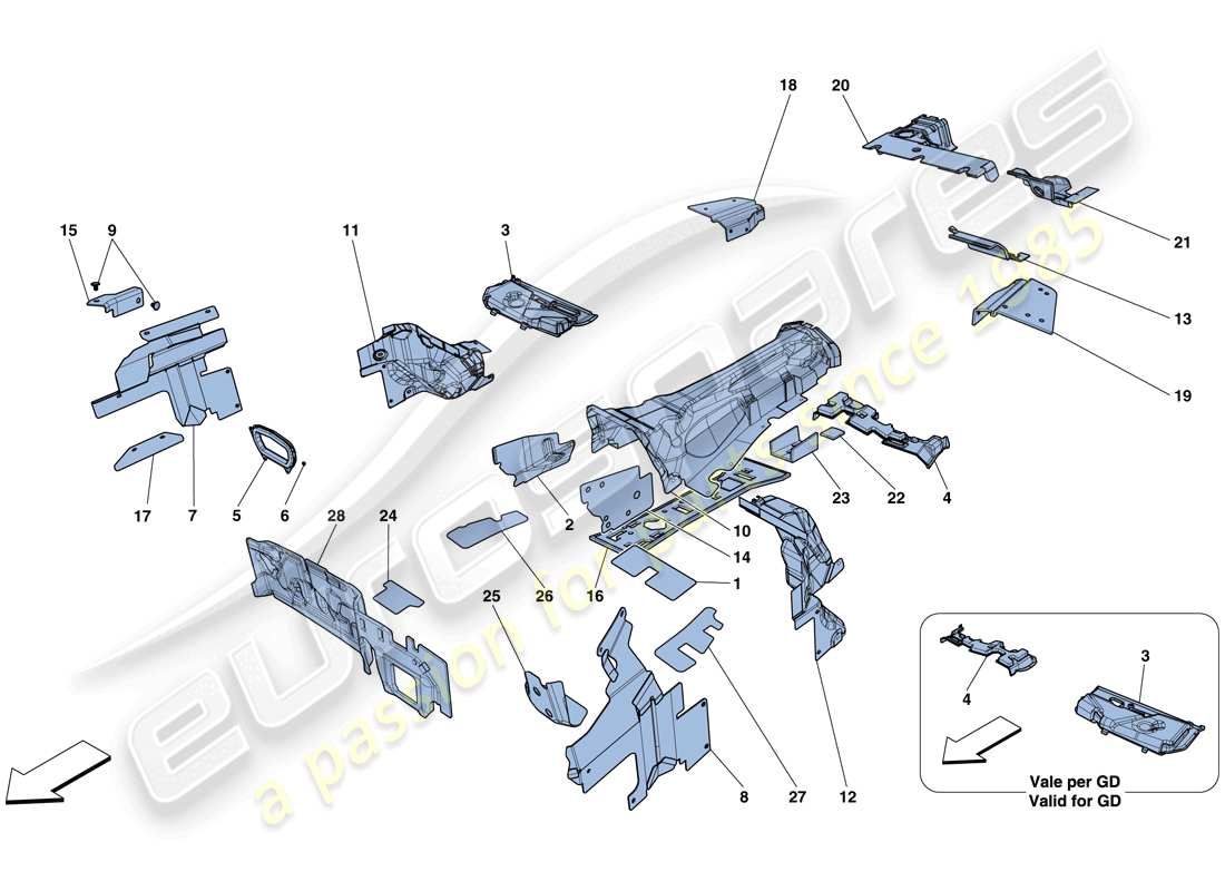 ferrari f12 tdf (rhd) insulation part diagram