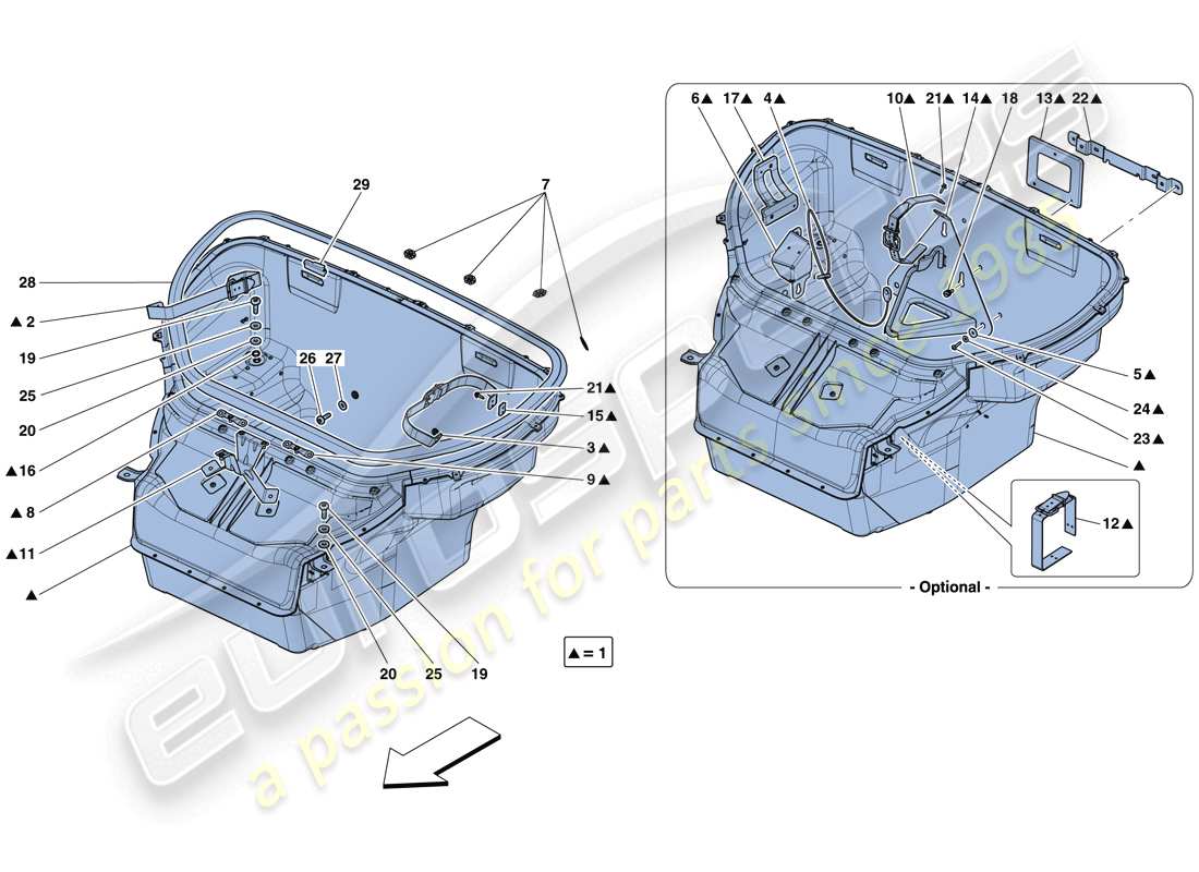 ferrari 458 speciale (europe) front compartment trim part diagram