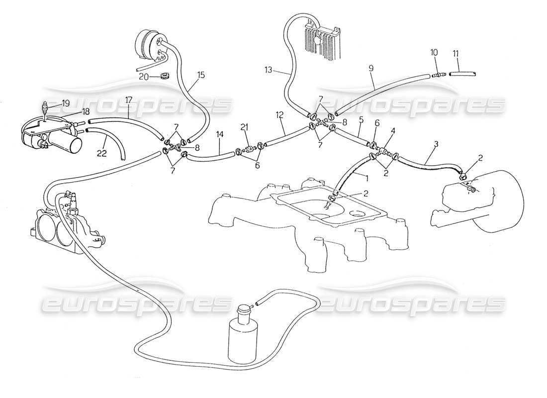 maserati karif 2.8 evaporation system (lh steering with lambda feeler) part diagram