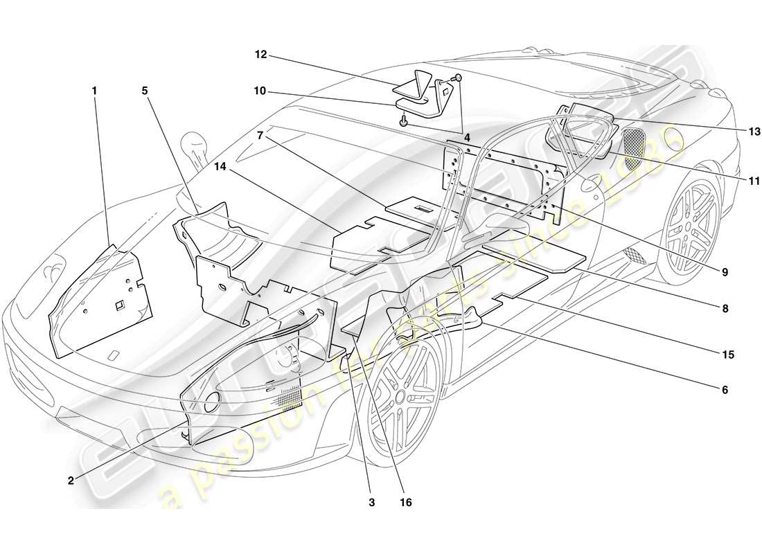 ferrari f430 coupe (usa) insulation part diagram