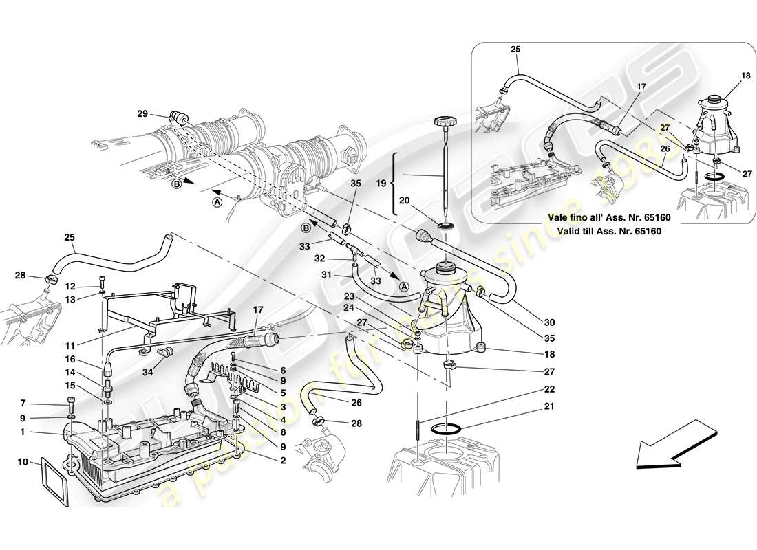 ferrari f430 coupe (usa) lubrication system - tank - heat exchanger part diagram