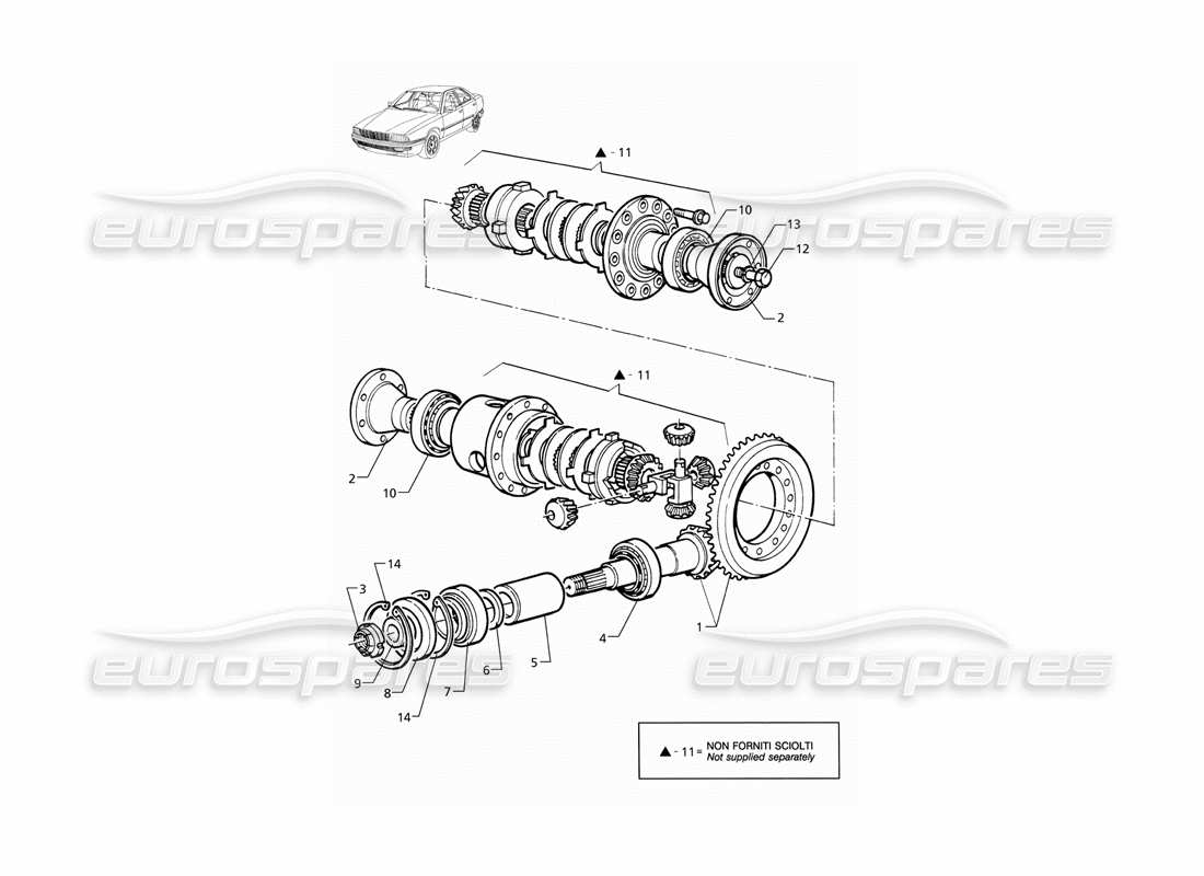 maserati qtp v8 (1998) differential - internal parts part diagram