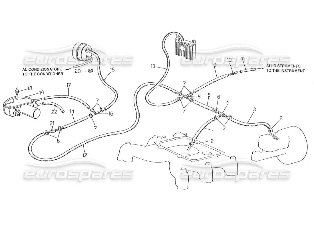 maserati karif 2.8 evaporation system (lh steering without lambda feeler) part diagram