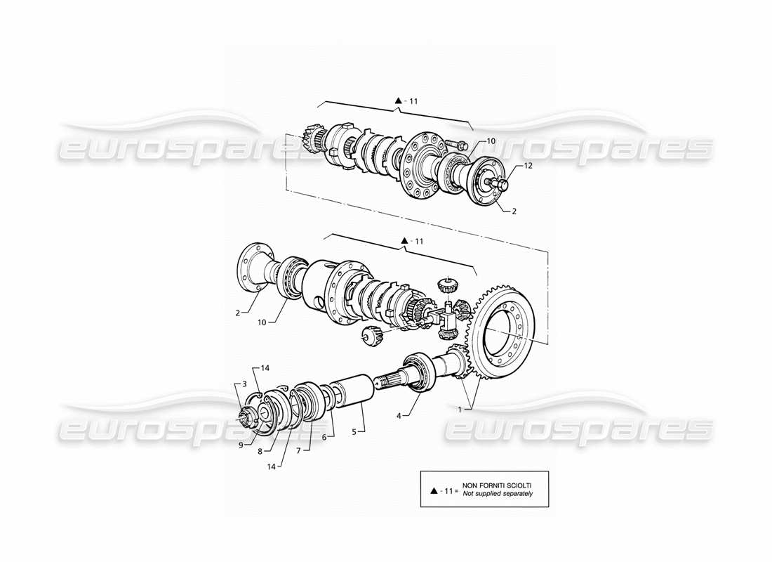 maserati ghibli 2.8 gt (variante) differential internal parts part diagram