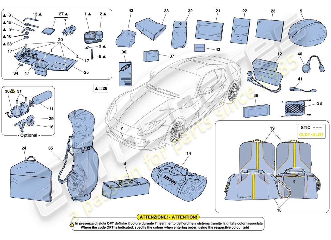 ferrari 812 superfast (europe) tools and accessories provided with vehicle part diagram