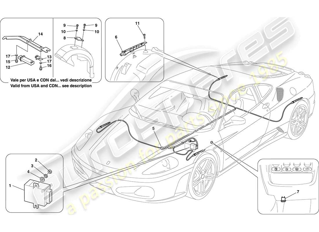 ferrari f430 coupe (usa) tyre pressure monitoring system part diagram