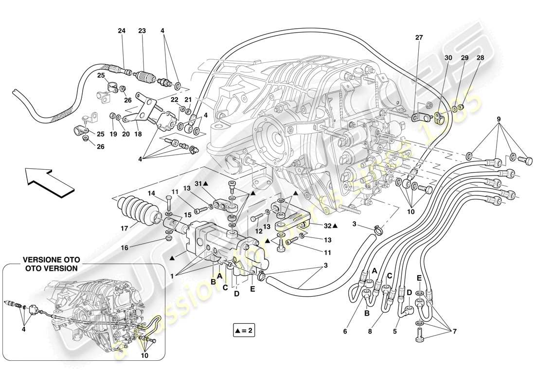 ferrari 612 scaglietti (usa) f1 clutch hydraulic control part diagram