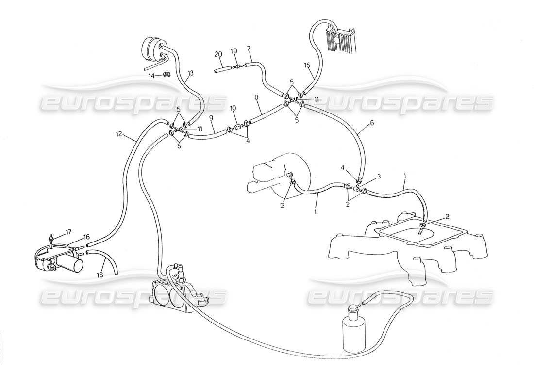 maserati karif 2.8 evaporation system (rh steering with lambda feeler) part diagram