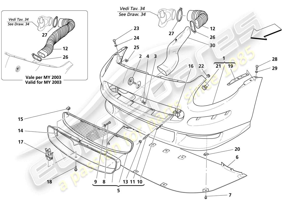 maserati trofeo roll-bar part diagram