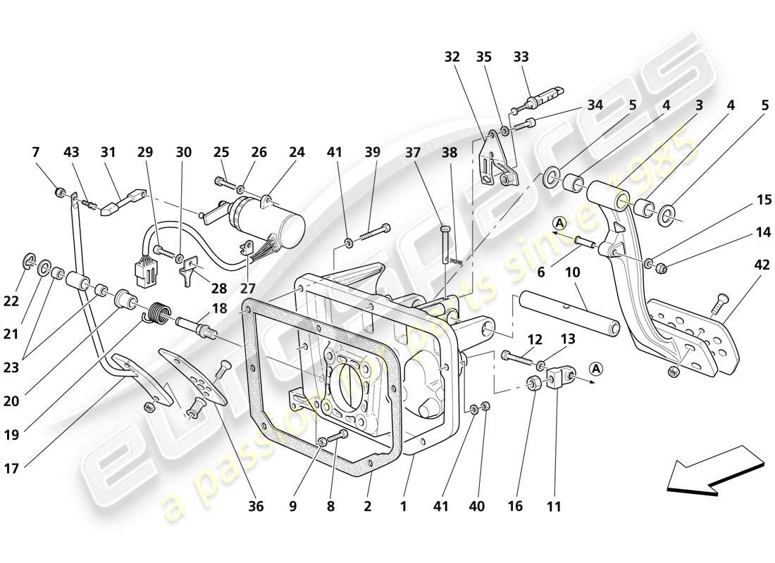 maserati trofeo pedals and electronic accelerator control part diagram