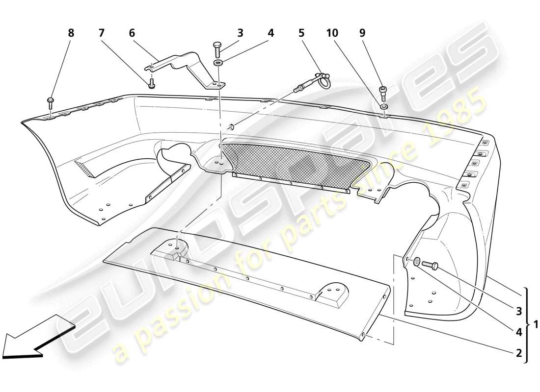 maserati trofeo rear bumper part diagram