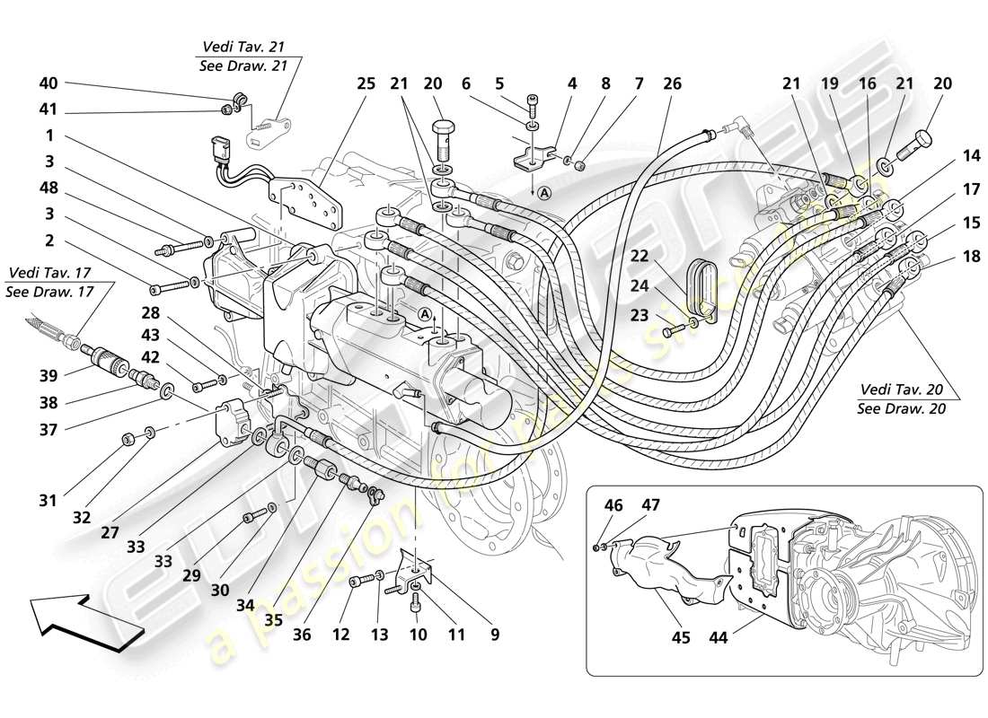 maserati trofeo clutch hydraulic controls part diagram