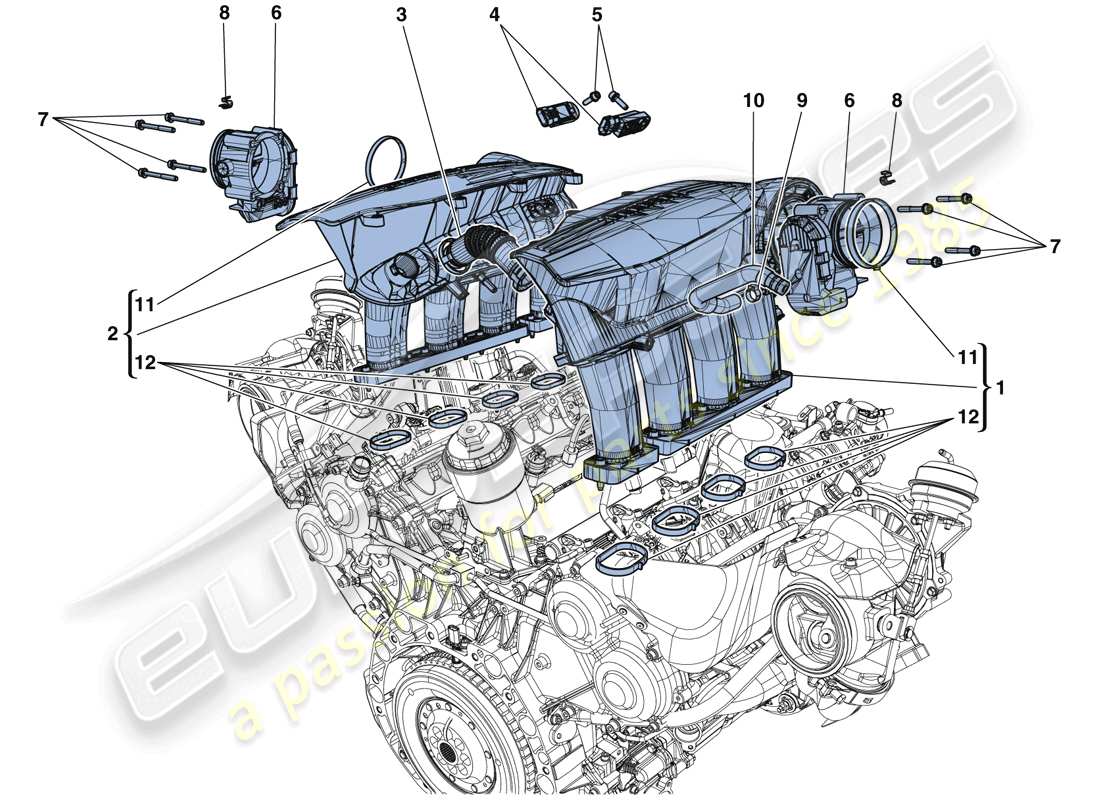 ferrari 488 spider (europe) intake manifold part diagram