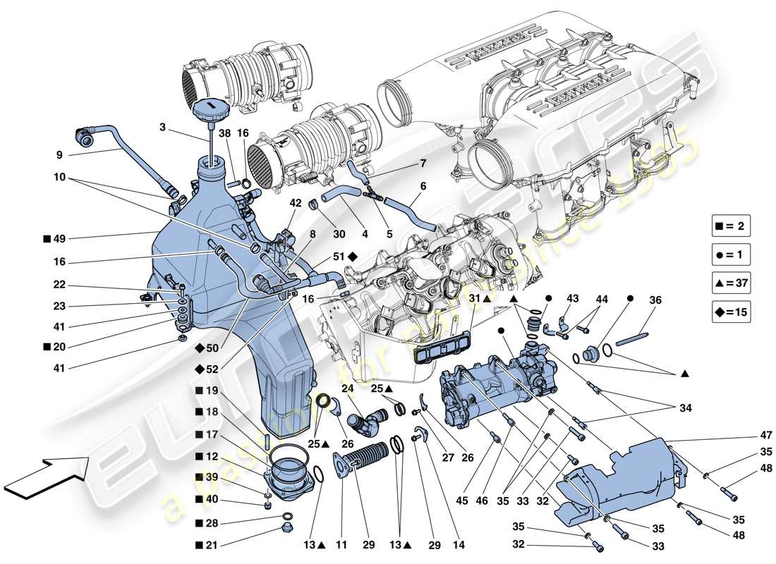 ferrari 458 speciale aperta (usa) lubrication system: tank, pump and filter part diagram