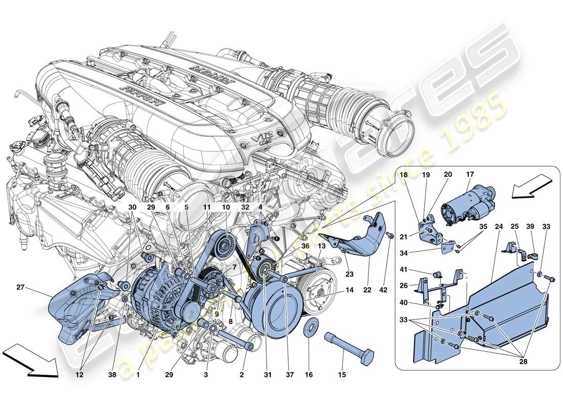 ferrari 812 superfast (europe) alternator - starter motor part diagram