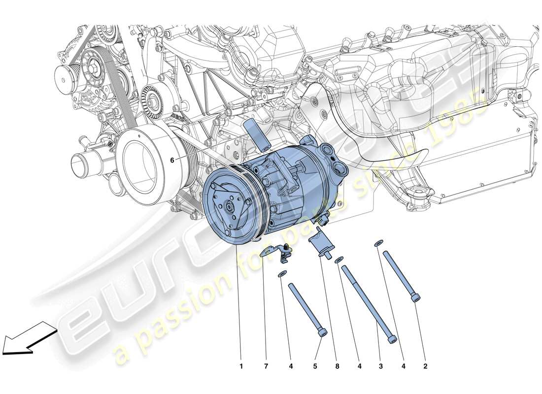 ferrari 812 superfast (europe) ac system compressor part diagram