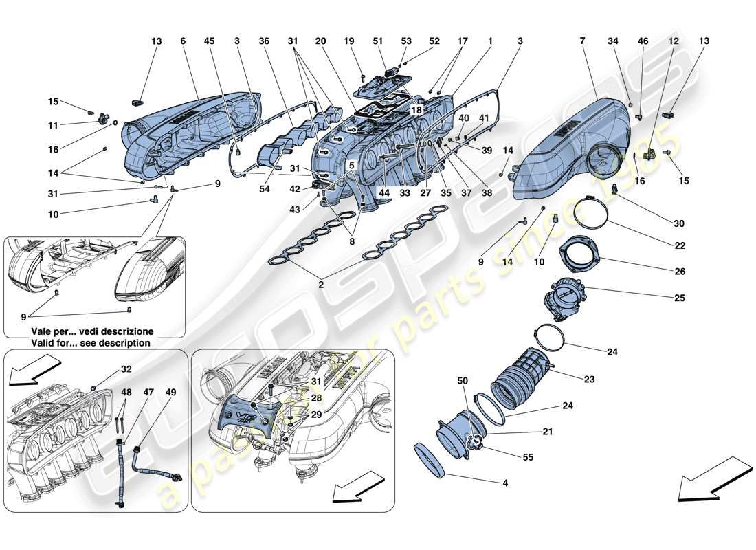 ferrari 812 superfast (europe) intake manifold part diagram