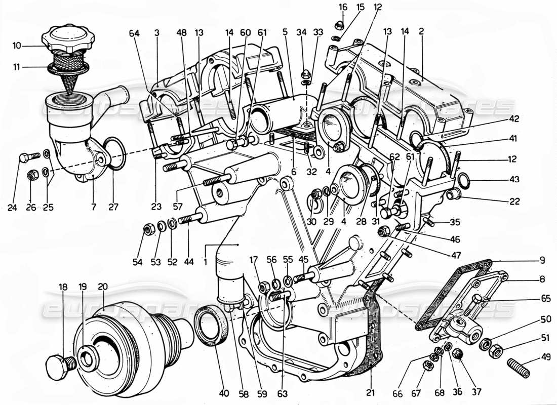 ferrari 365 gtc4 (mechanical) timing chest cover - revision part diagram