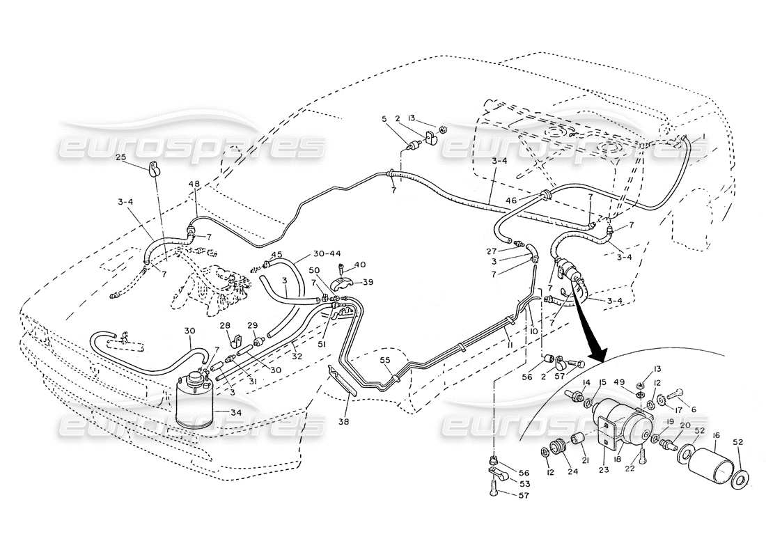 maserati ghibli 2.8 (non abs) fuel pipes, (2000cc) part diagram