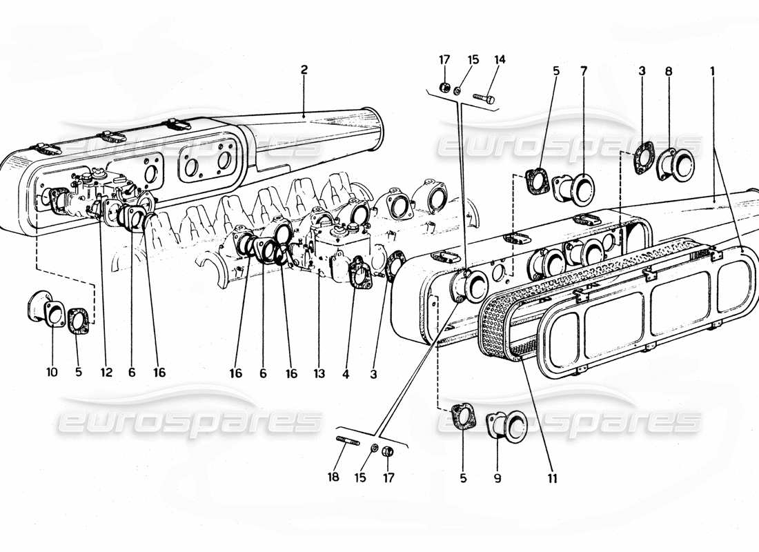 ferrari 365 gtc4 (mechanical) air filters - revision part diagram