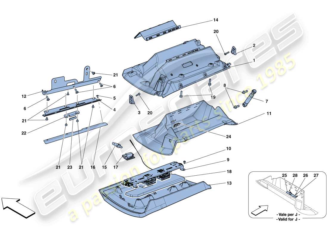 ferrari f12 berlinetta (rhd) glove compartment part diagram