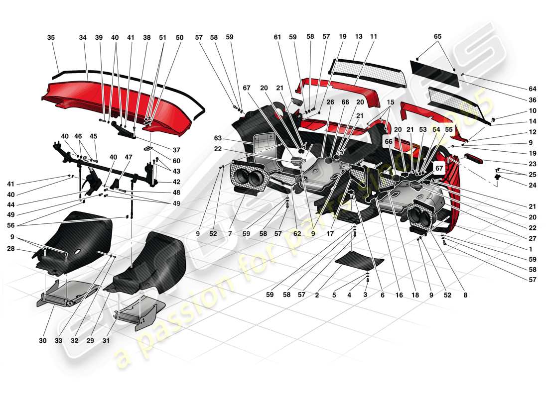 ferrari laferrari (europe) rear bumper part diagram