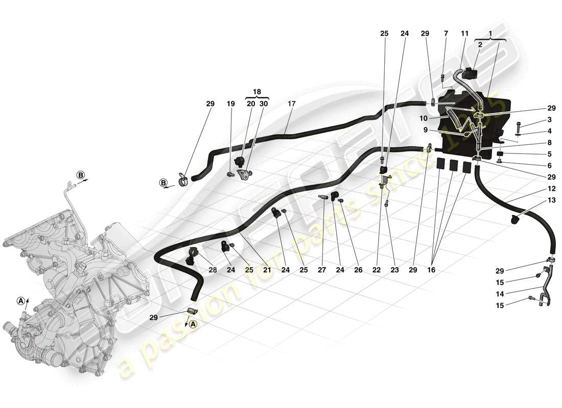 ferrari laferrari (europe) header tank and pipes part diagram