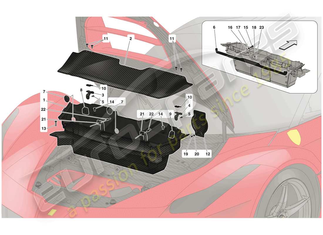 ferrari laferrari (europe) luggage compartment mats part diagram