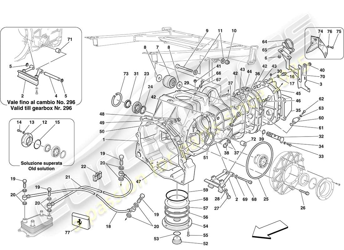 ferrari f430 coupe (usa) gearbox - covers part diagram