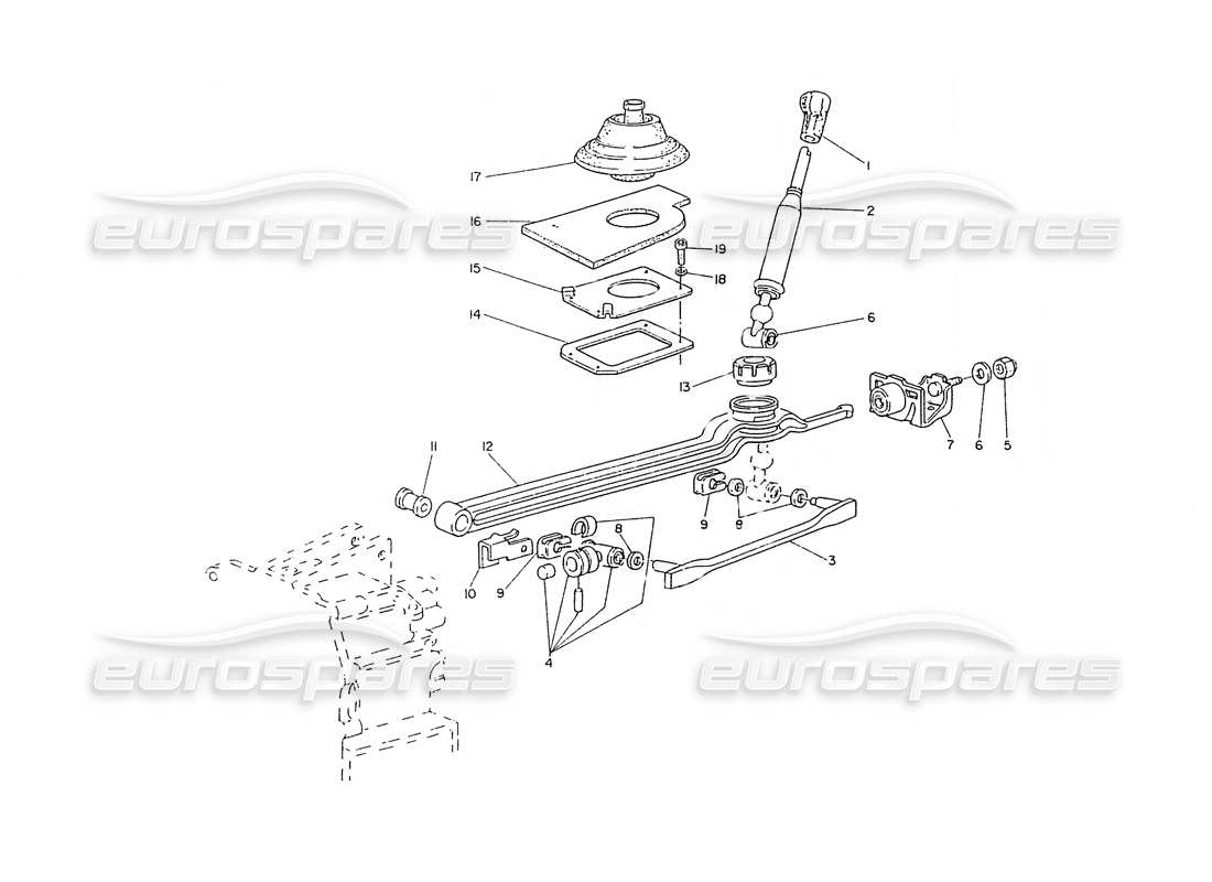 maserati ghibli 2.8 (non abs) gearbox-external controls part diagram