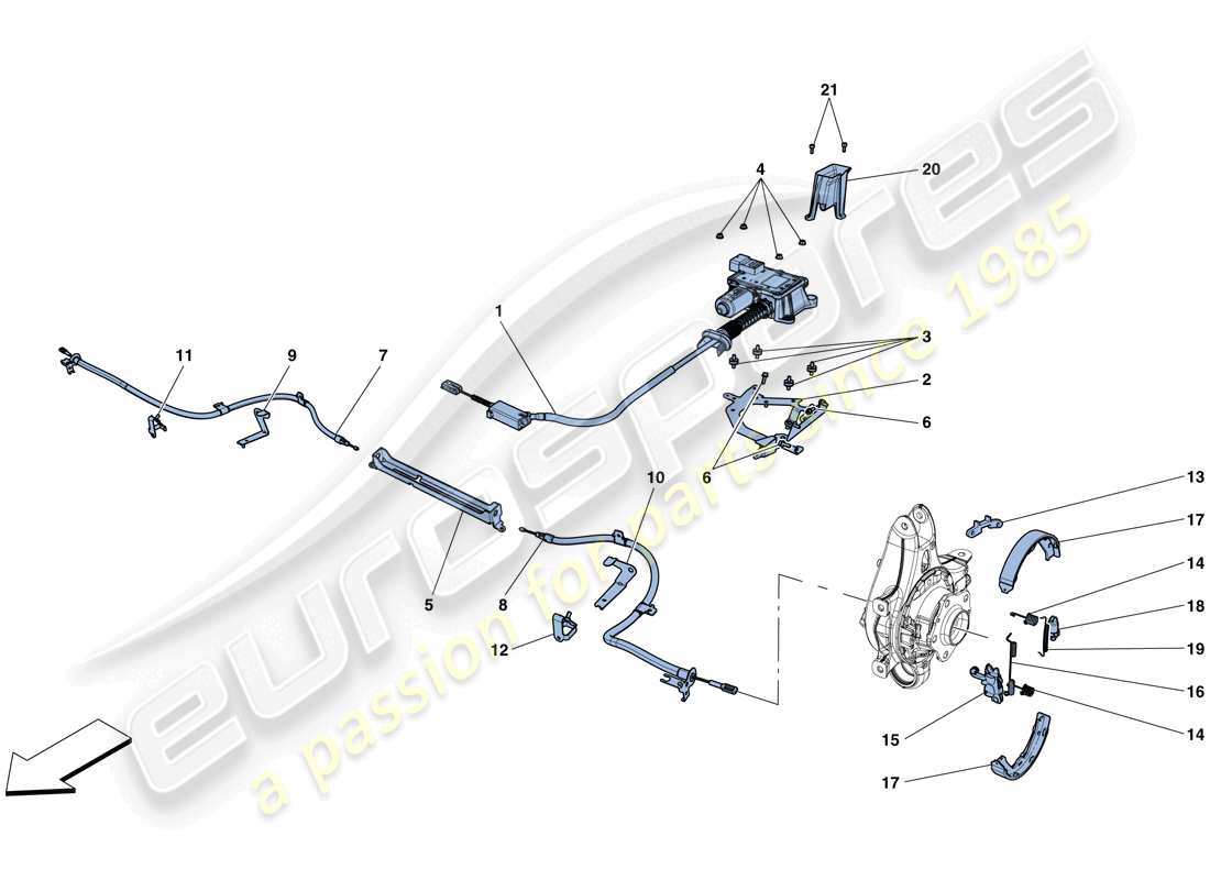 ferrari gtc4 lusso t (rhd) parking brake control part diagram