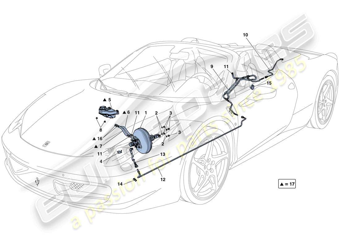 ferrari 458 spider (rhd) power steering system part diagram