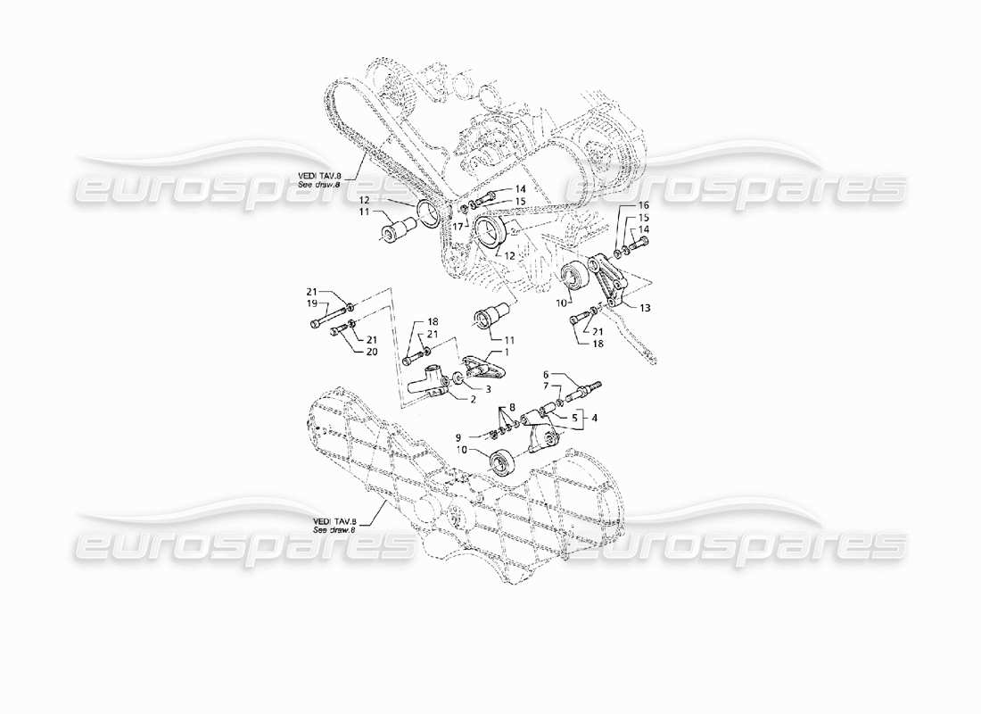 maserati qtp v8 (1998) timing control parts diagram