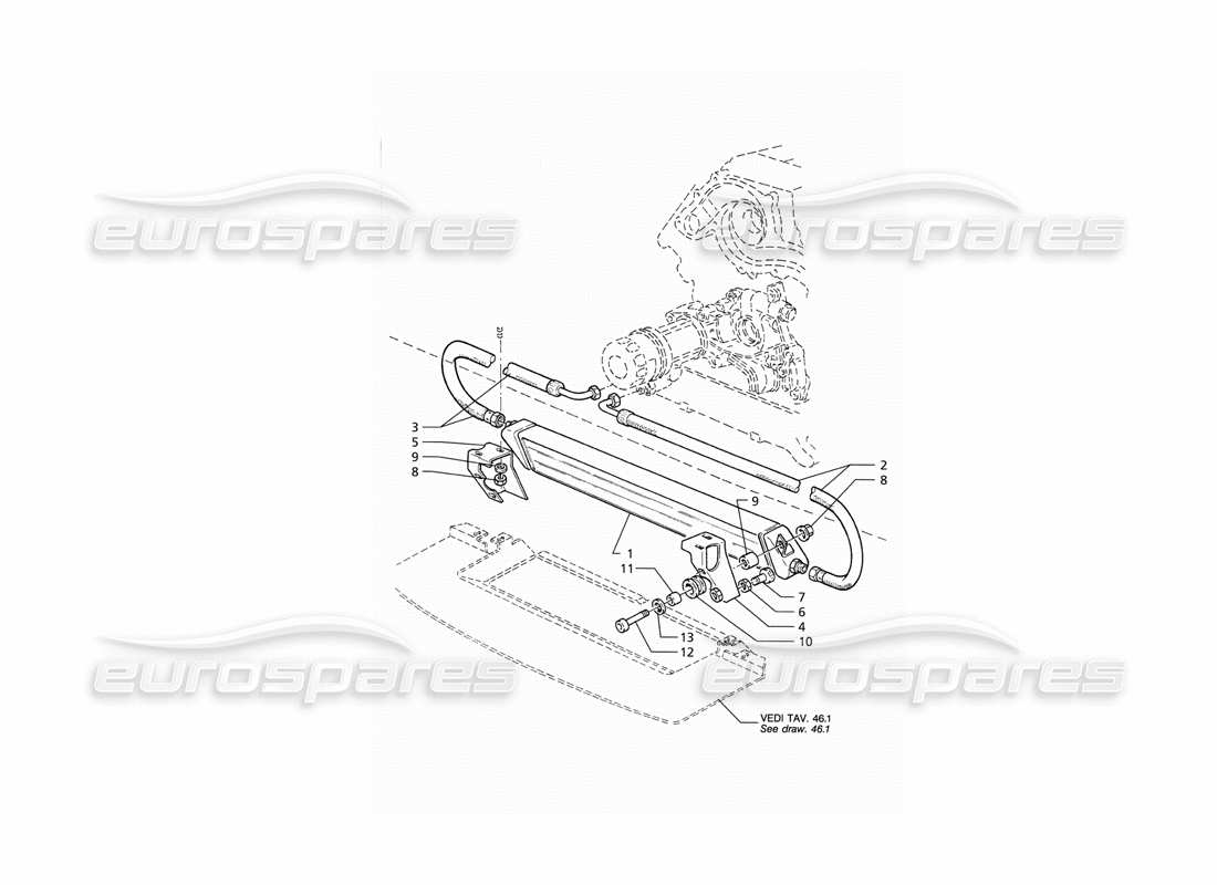 maserati qtp v6 (1996) engine oil cooling parts diagram