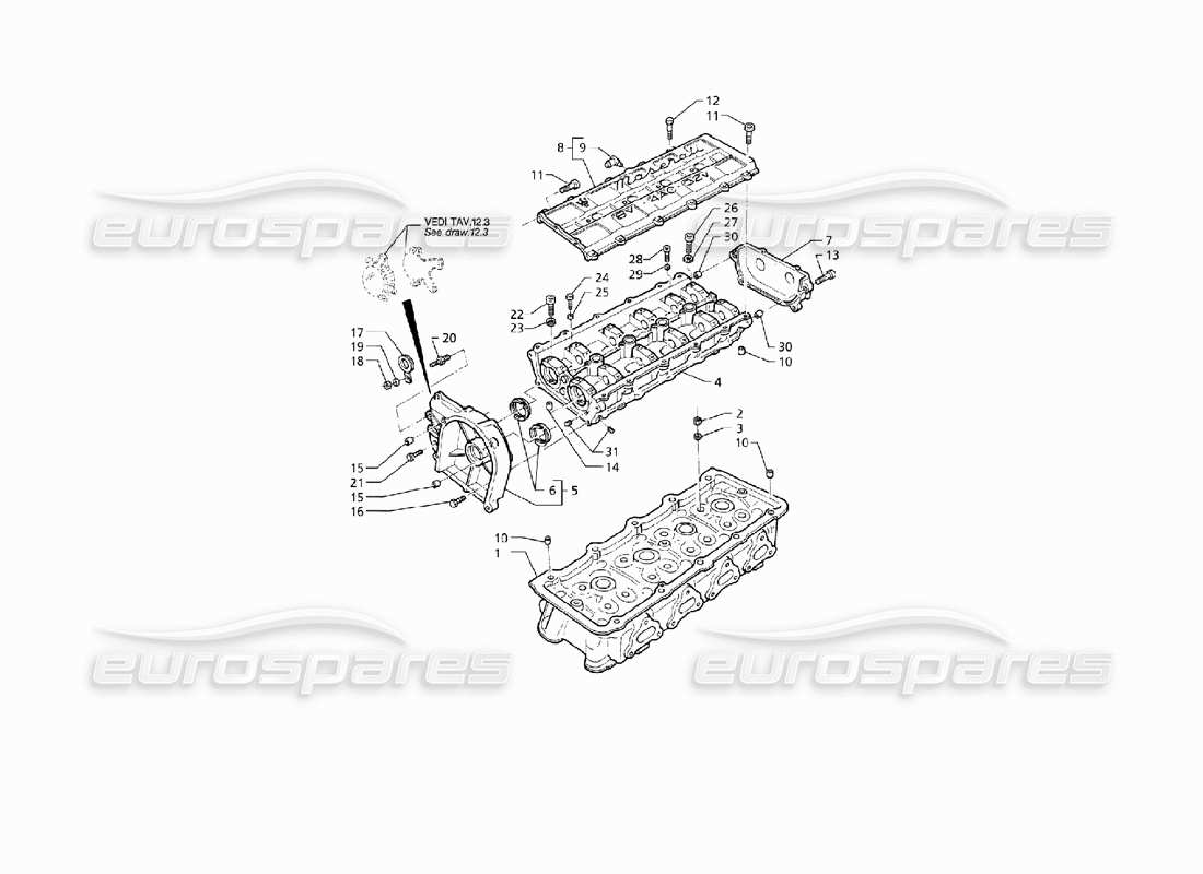 maserati qtp v8 (1998) cylinders heads, lh frame part diagram