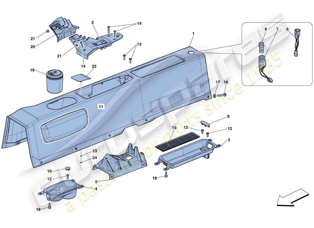 ferrari 458 speciale (rhd) tunnel - substructure and accessories part diagram