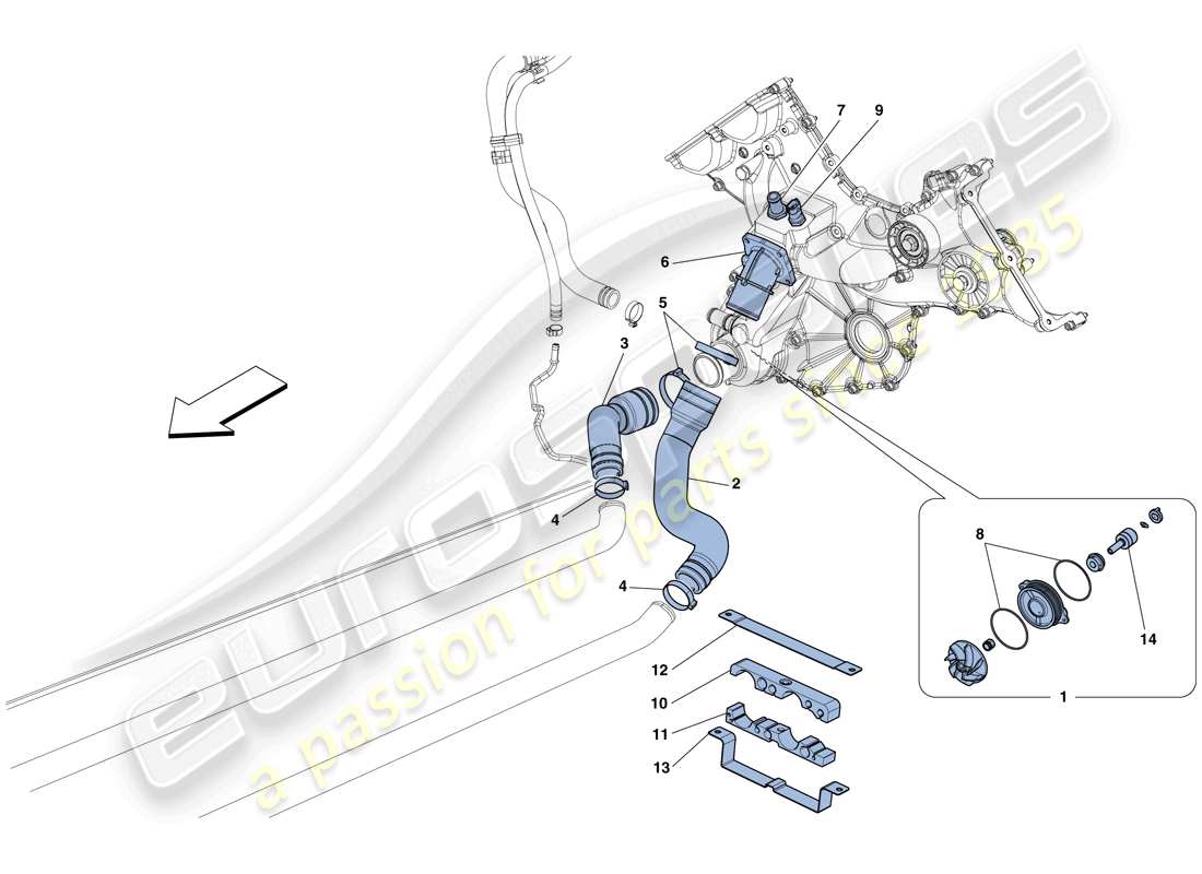 ferrari 458 spider (europe) cooling - water pump part diagram