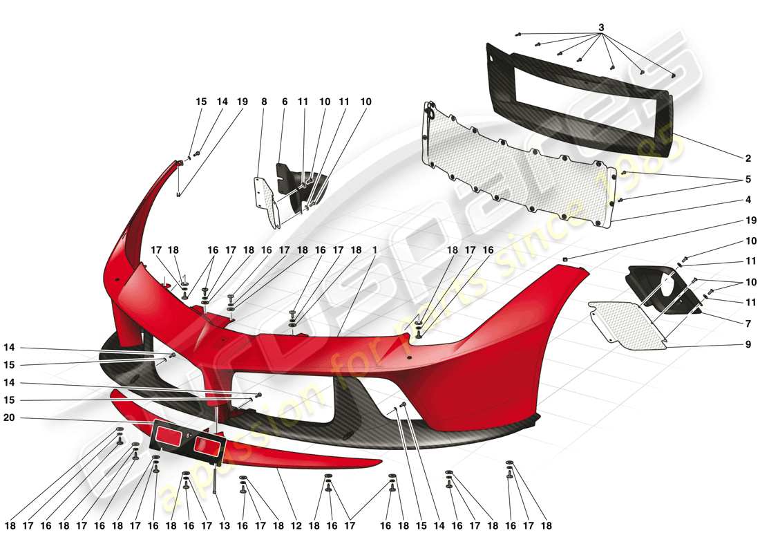 ferrari laferrari (europe) front bumper part diagram